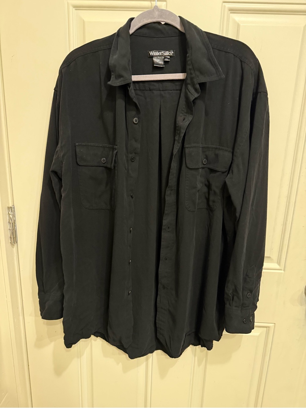 WinterSilks Black Button Up Dress Shirt
